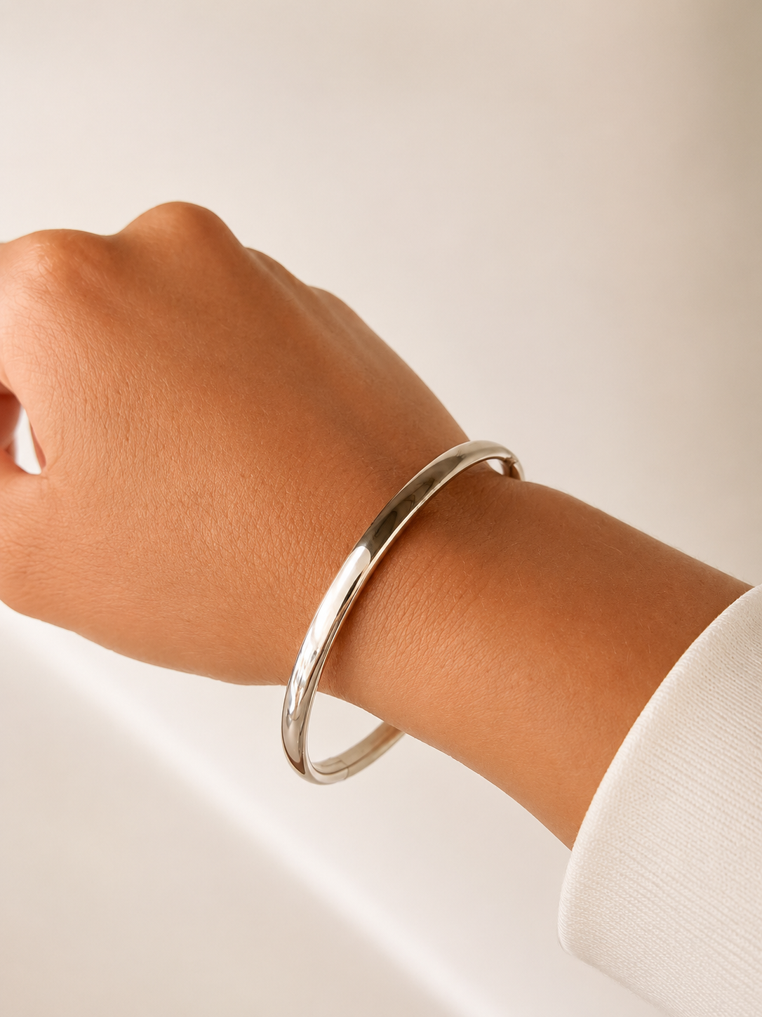 Sterling Silver Bangle Bracelet with Smooth Design
