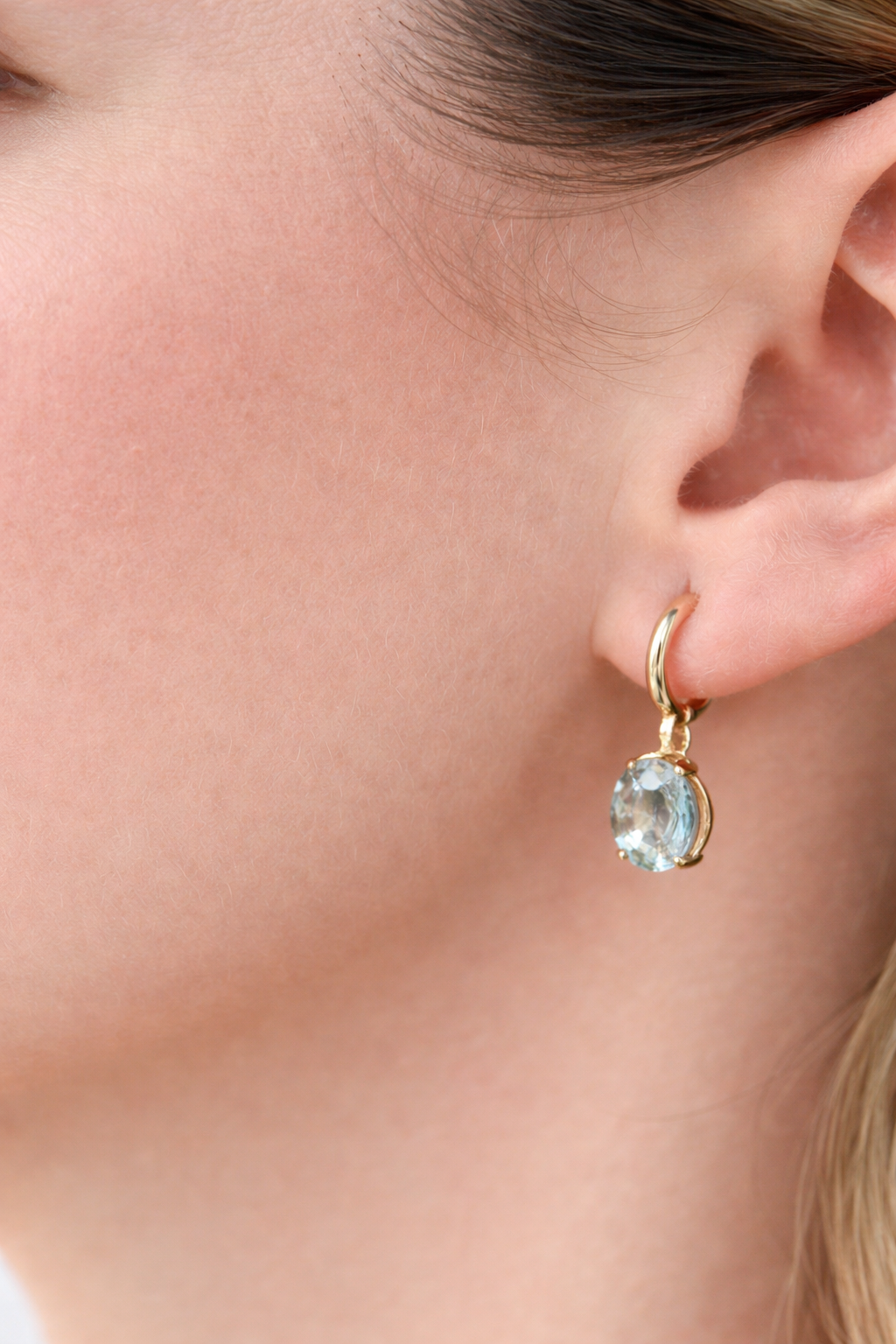 Aquamarine Drop Huggie Earrings