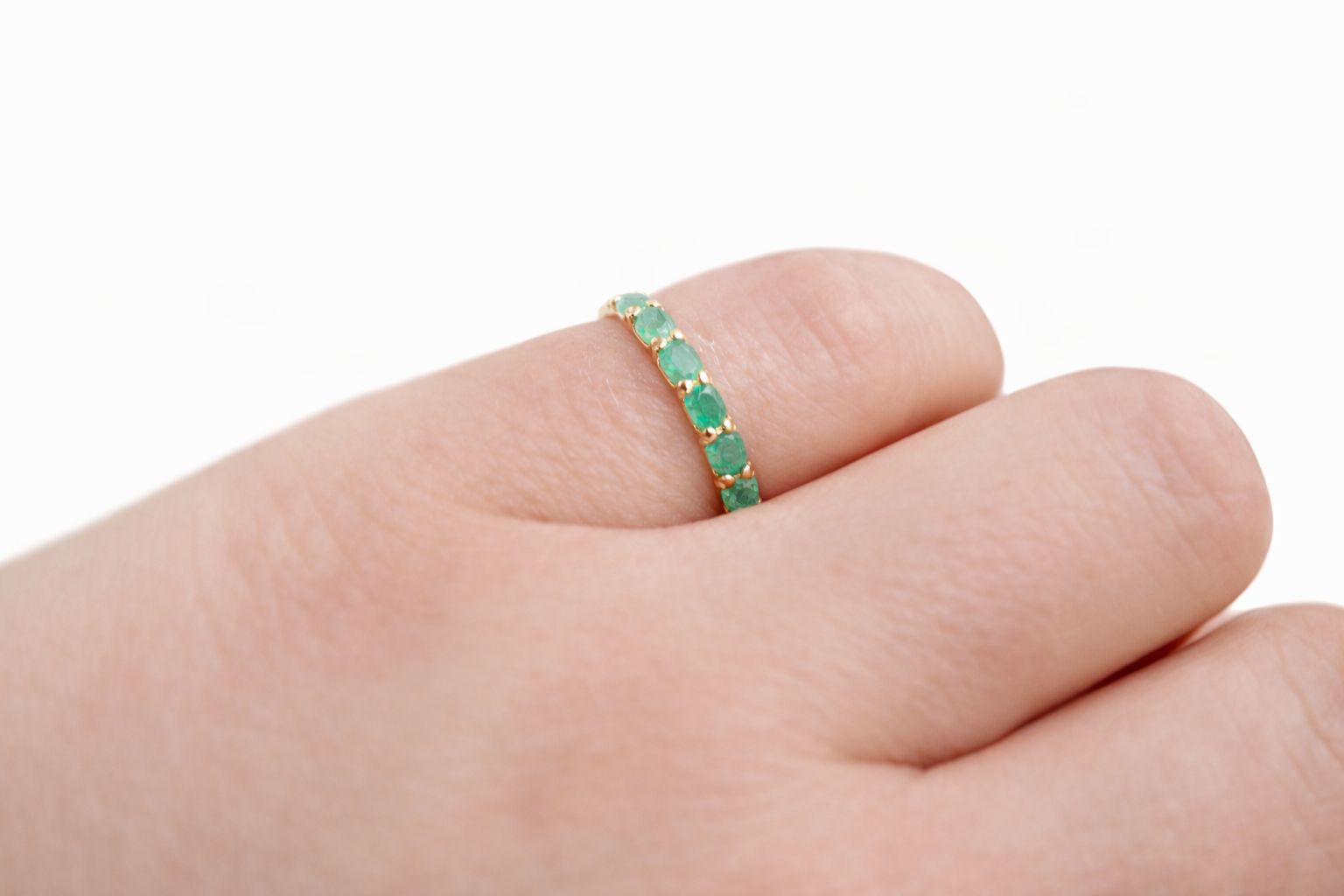 Half Eternity Emerald Stone Ring