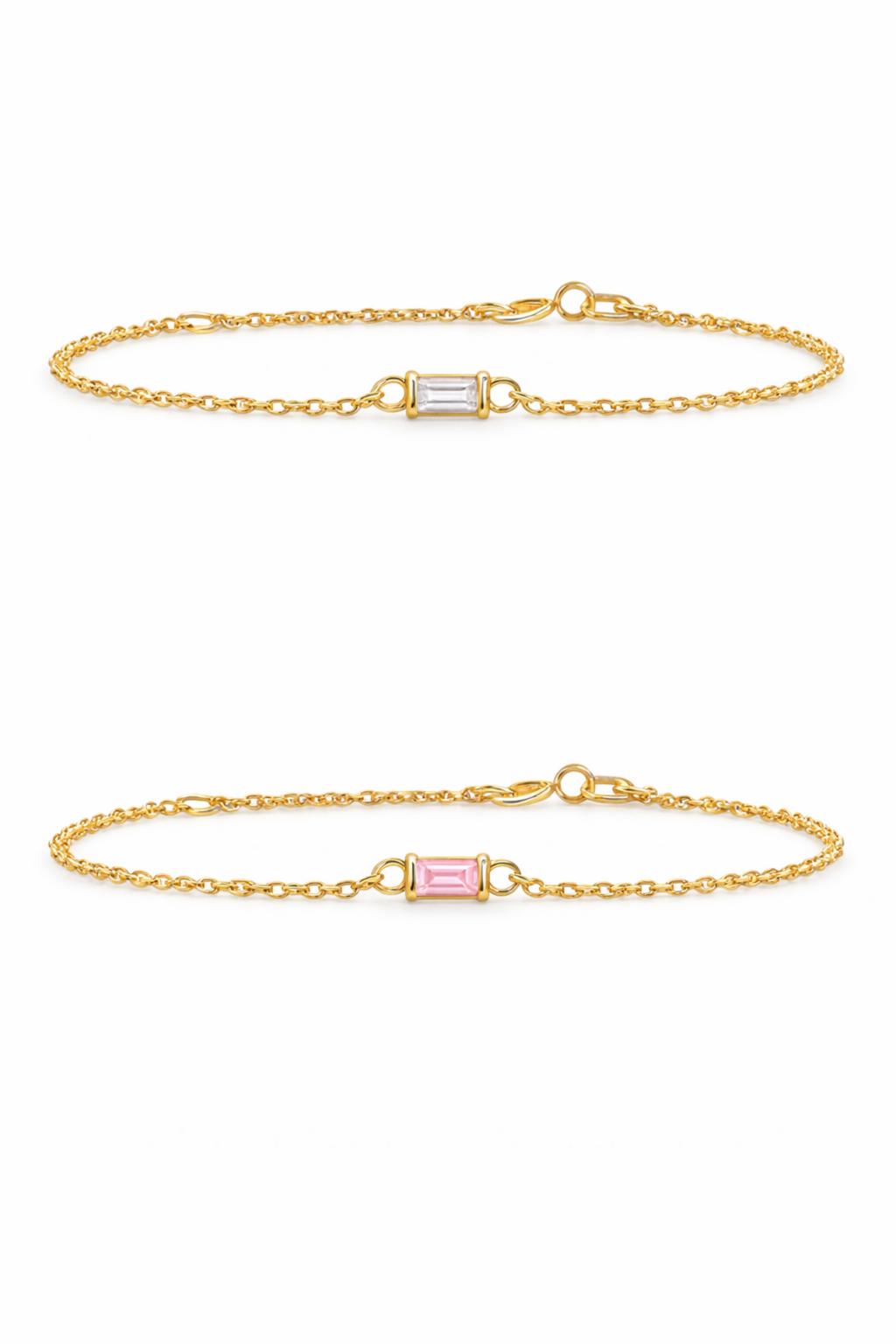 Baguette Bezel Birthstone Bracelet