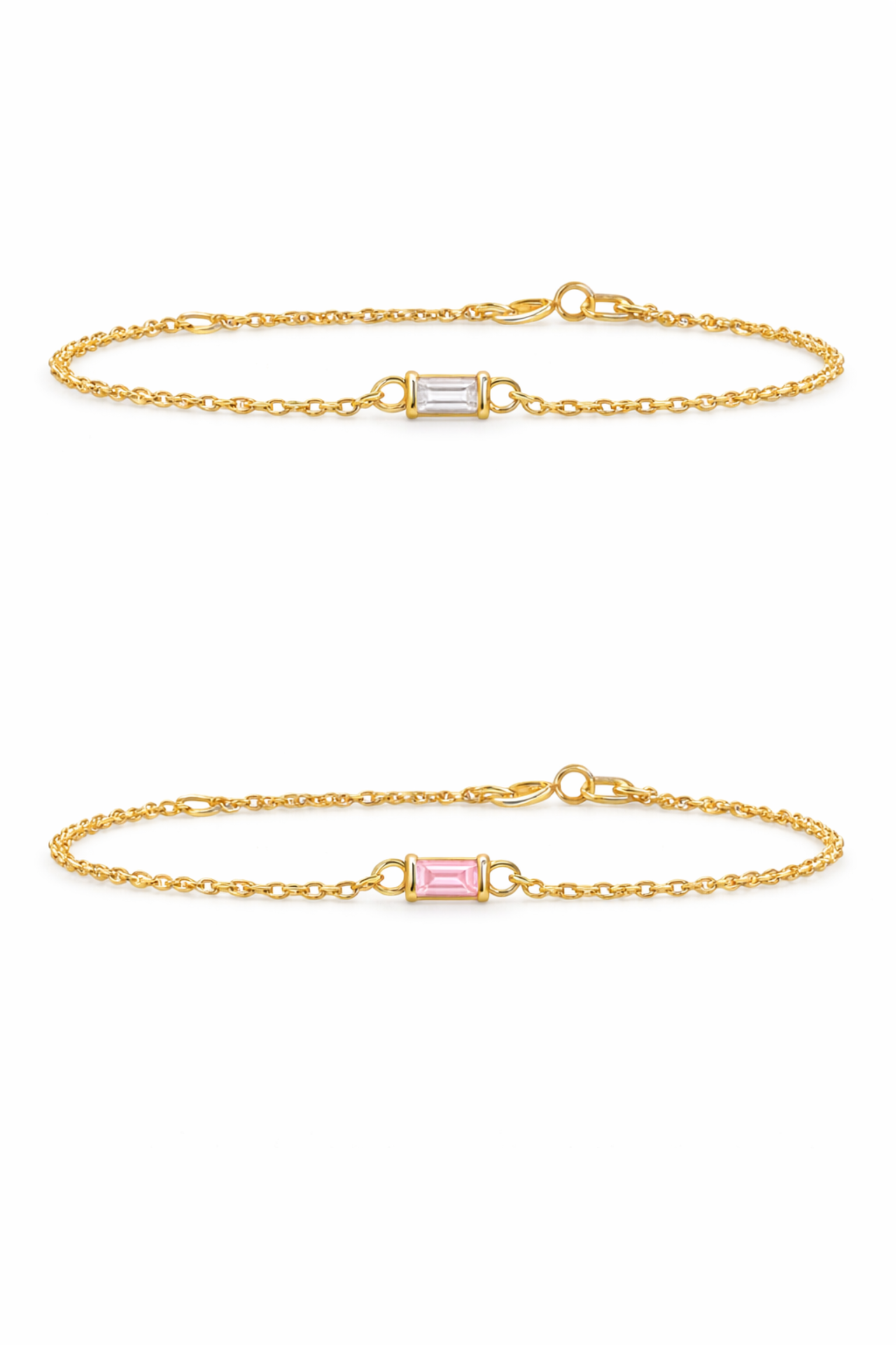 Baguette Bezel Birthstone Bracelet