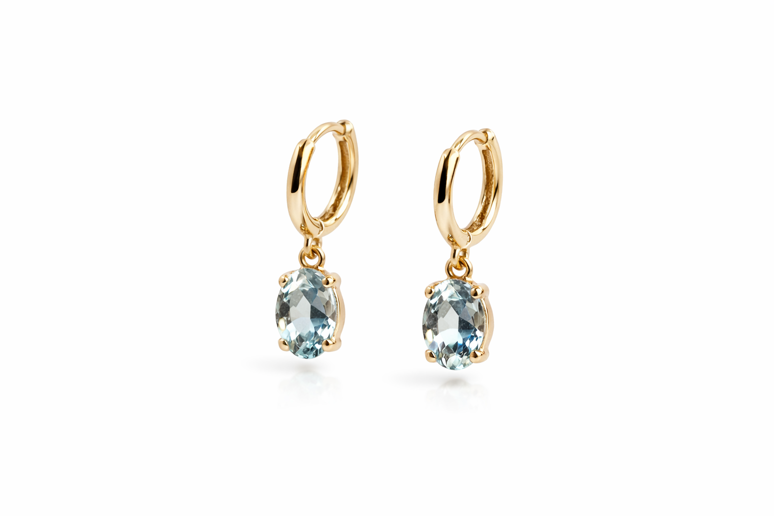 Aquamarine Drop Huggie Earrings