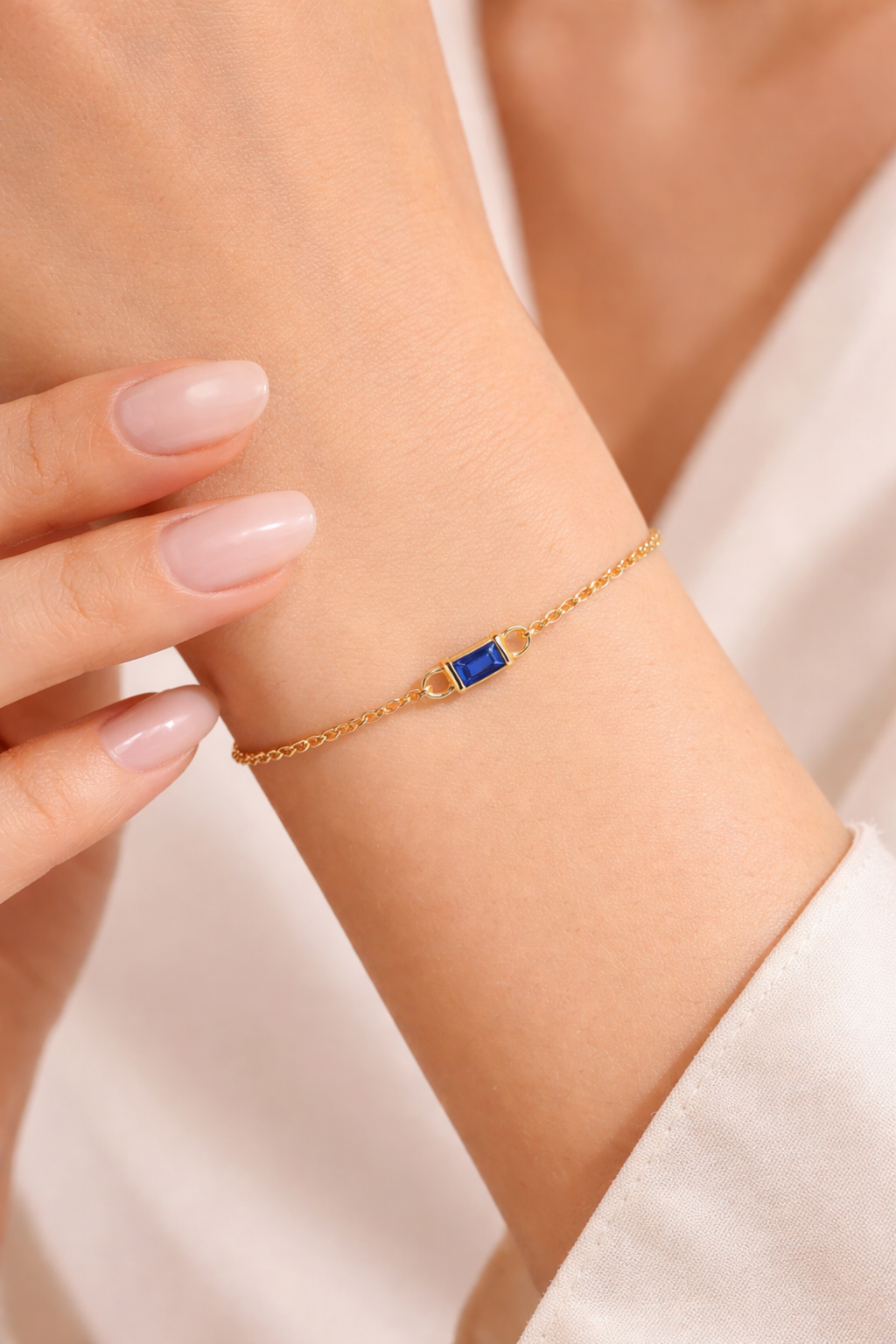 Baguette Bezel Birthstone Bracelet