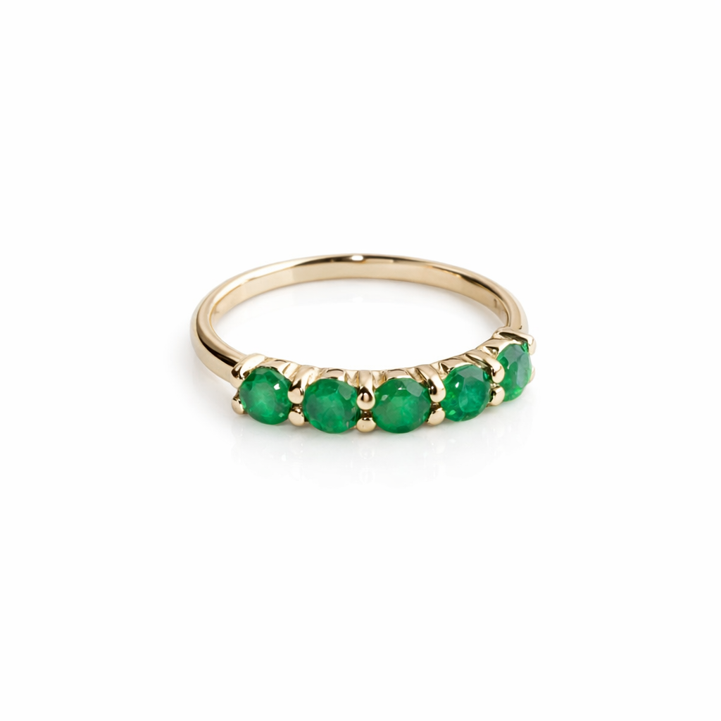 Half Eternity Emerald Stone Ring