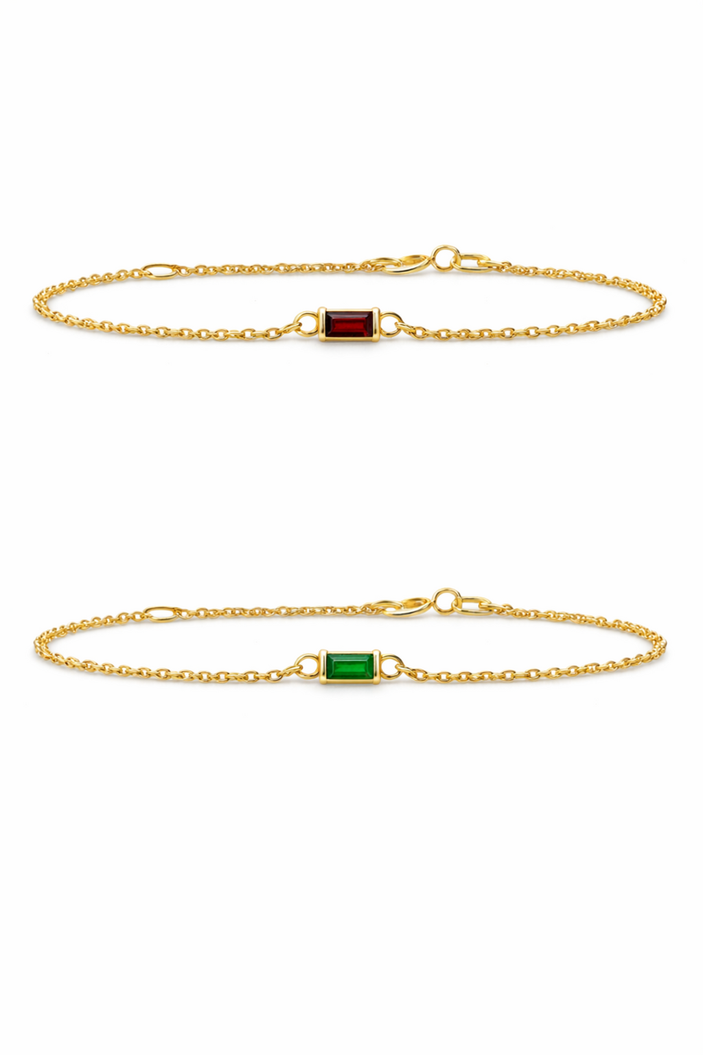 Baguette Bezel Birthstone Bracelet