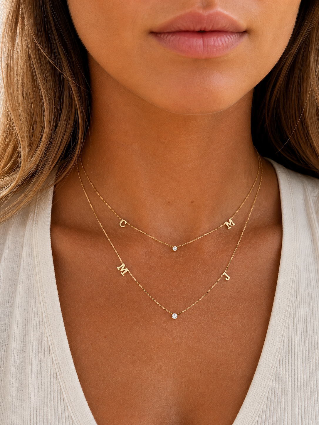 Initial & Gemstone Necklace