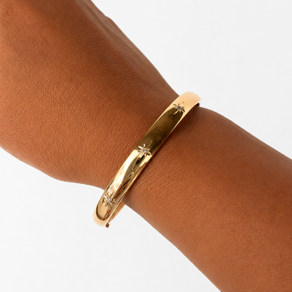 14k Gold Filled Starburst Diamond Bangle